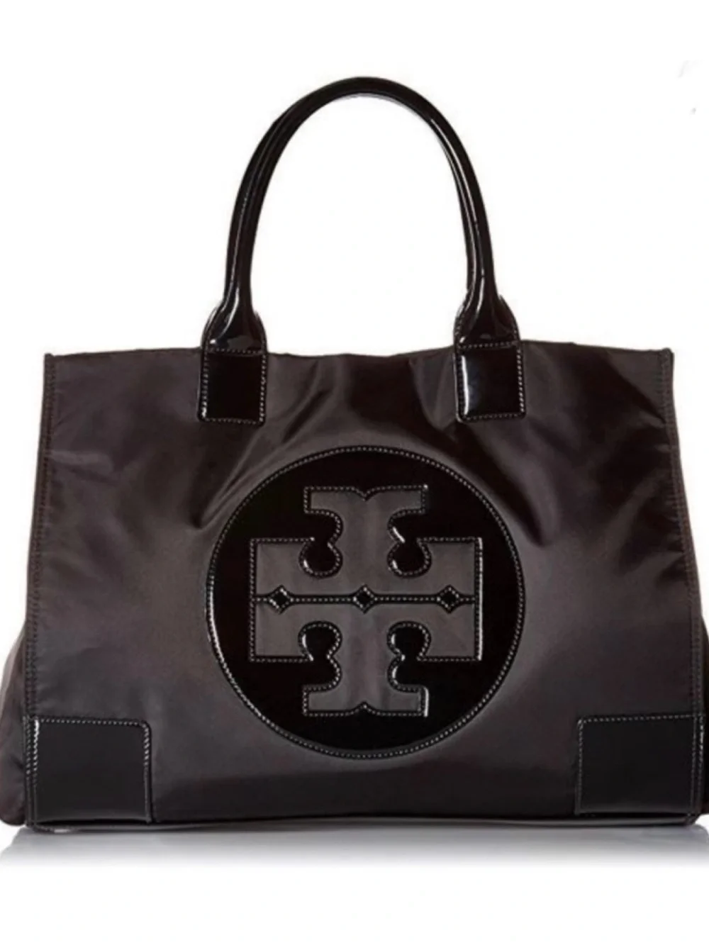 Tory Burch Ella black nylon & leather large tote